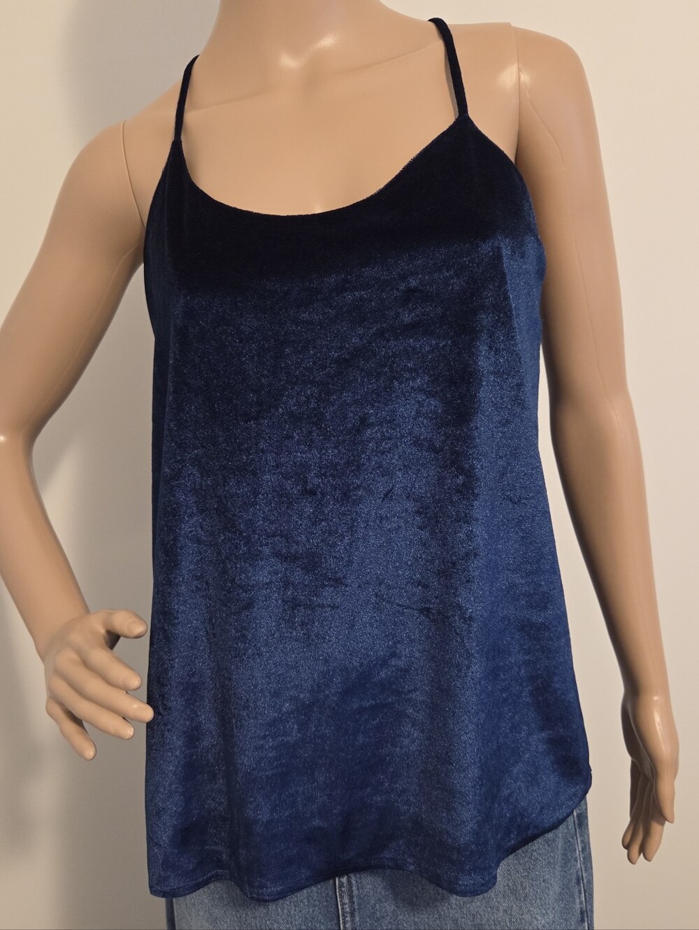 Traffic People Royal Blue Crushed Velvet Camisole